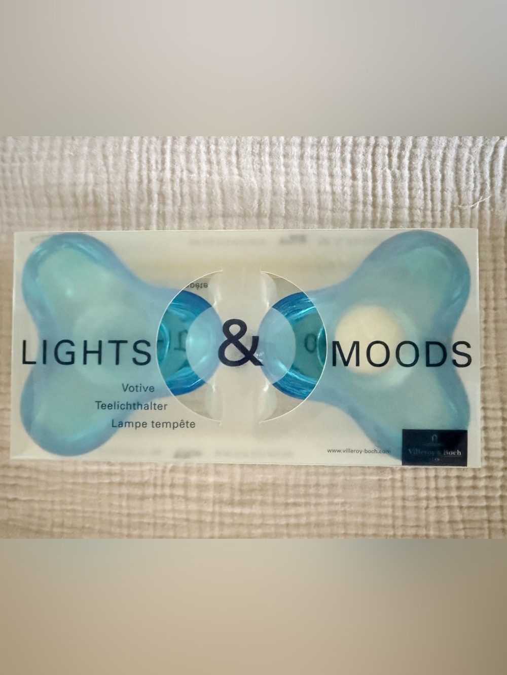 Villeroy & Boch Vintage Lights & Moods Turquoise Blue Glass Tealight Set 2